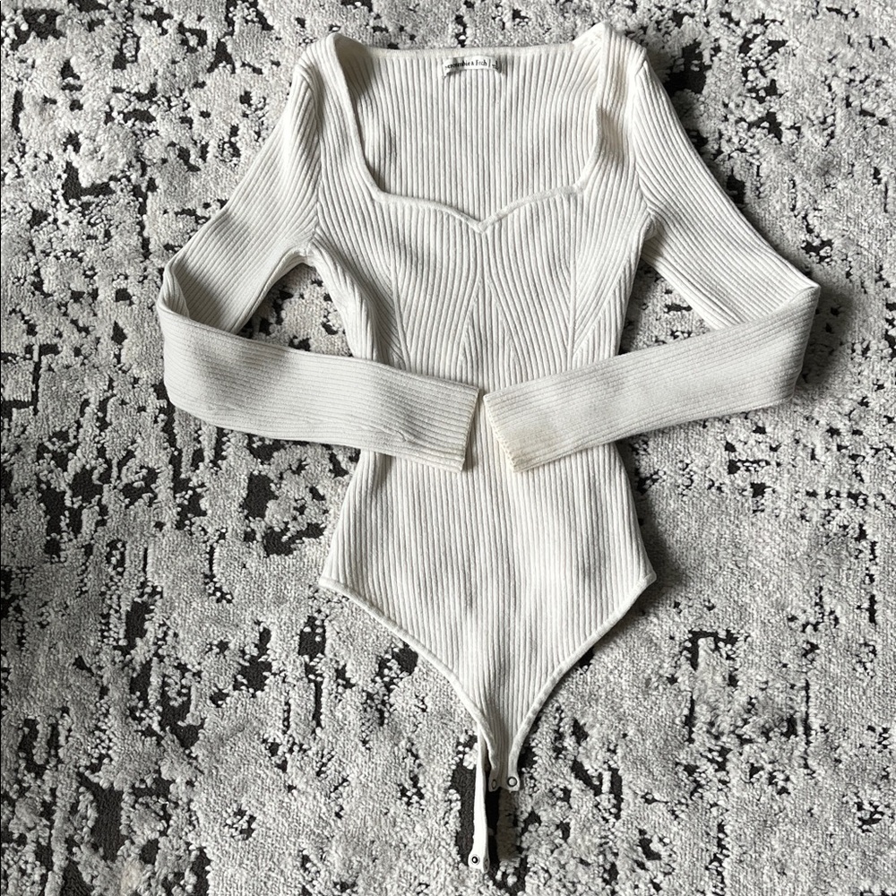 Abercrombie & Fitch White Ribbed Bodysuit